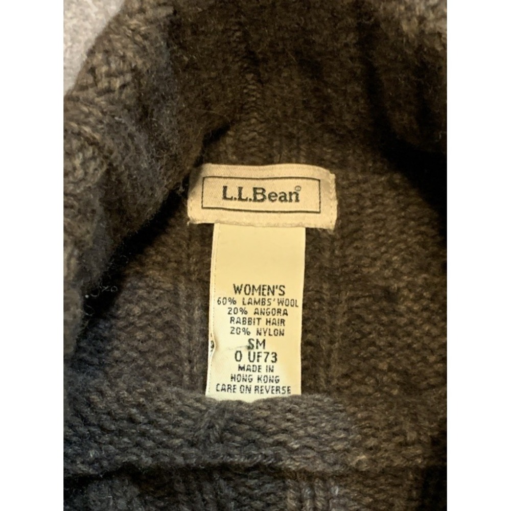 LL Bean Cable Knit Lambswool Blend Turtleneck Sweater Brown Small‎ - Picture 4 of 6